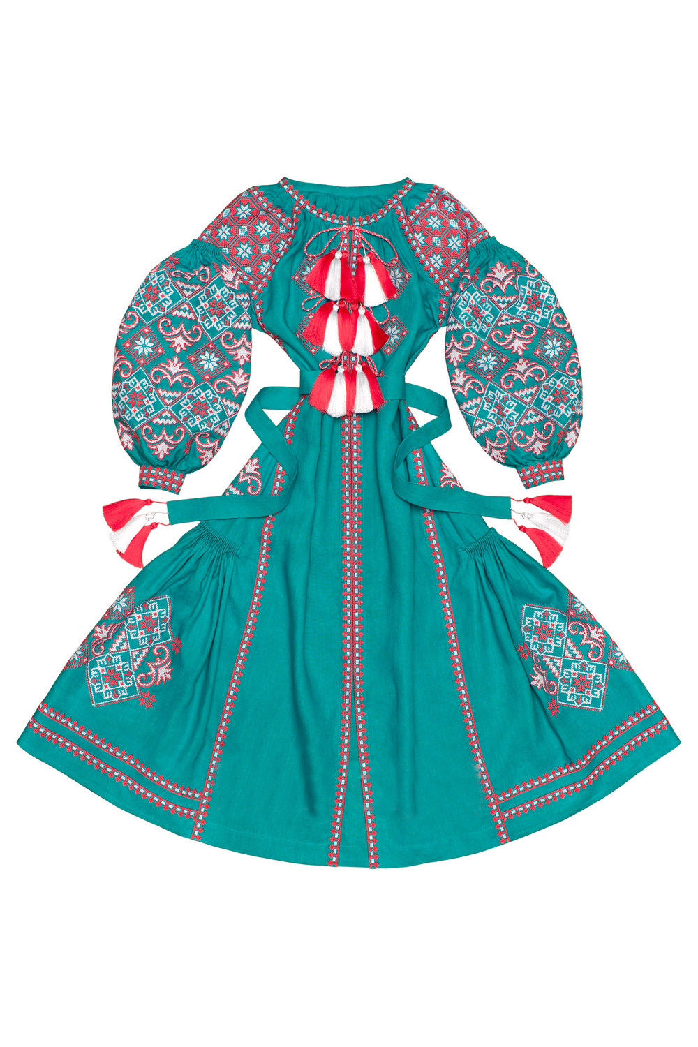 Buy Folk ethnic Festival Linen long Blue Ukrainian Vyshyvanka dress, Boho Hippie Comfortable embroidered dress